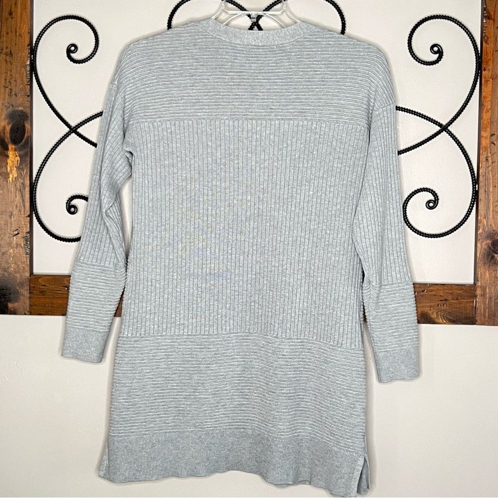 Lety & Me Heather Heather Grey Ribbed Mixed Stitch Open Front Cardigan Size M - Picture 4 of 15